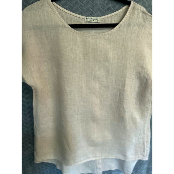 Terzo Millennio 100% Italian Linen Tunic Top Size S Resort Lagenlook Coastal - Picture 2 of 4